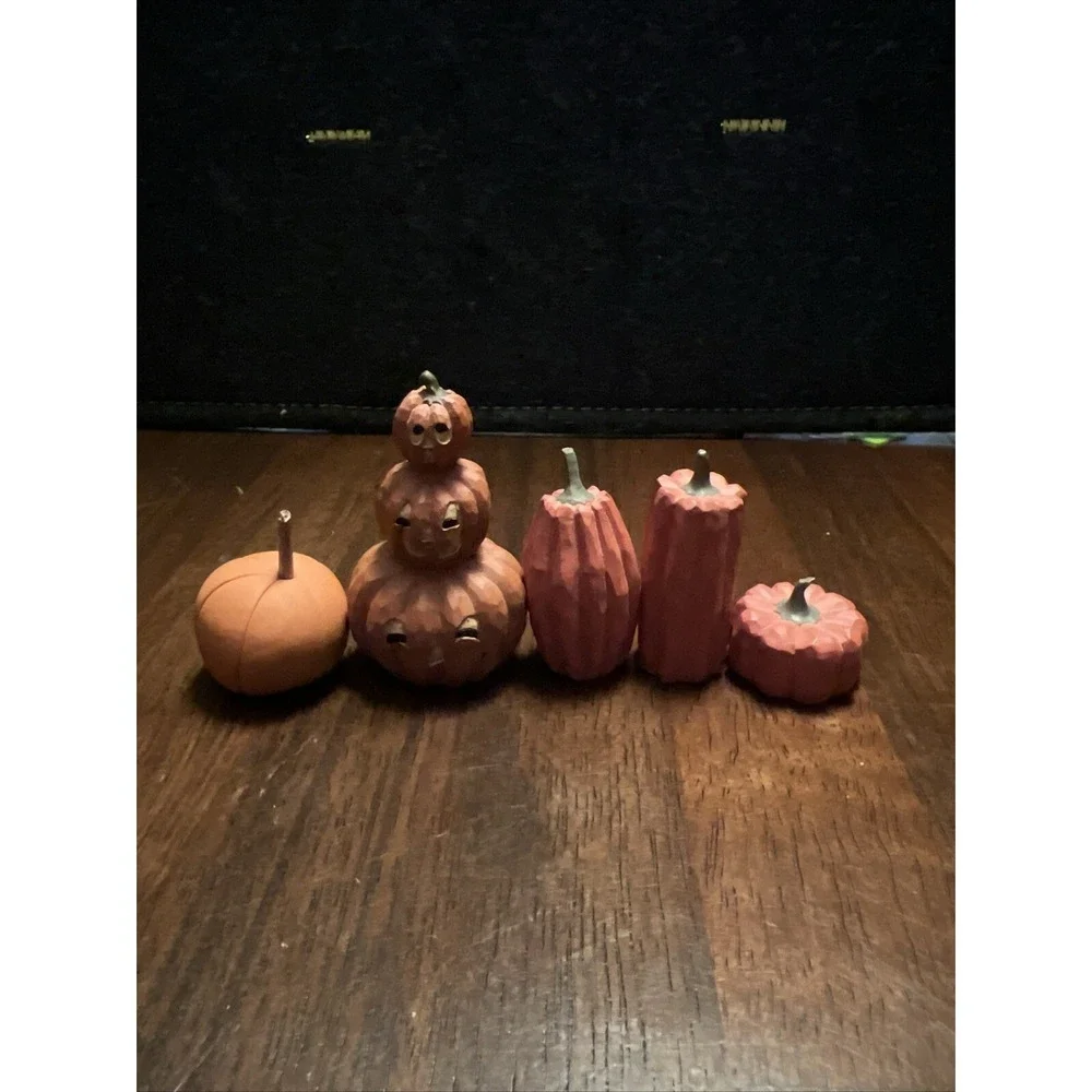 Lot Of 7 Pumpkin Miniature Decor Halloween Tealight Candles‎ Jack O Lanterns